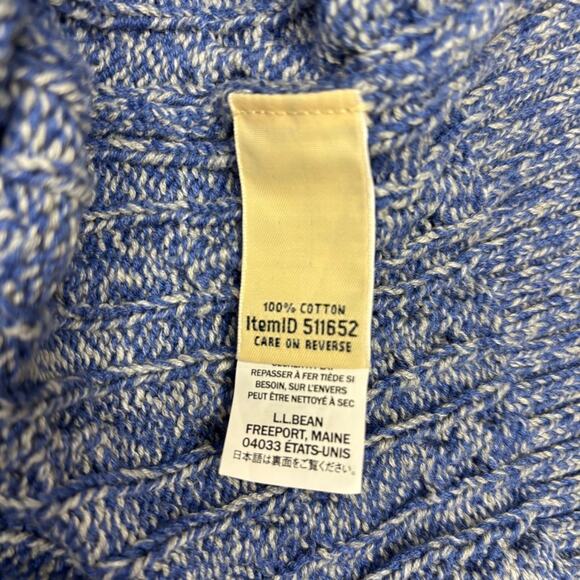 LL Bean Cable Knit Cardigan Button Up Womens L Pet. Blue Fisherman Coastal Grand - Picture 7 of 10